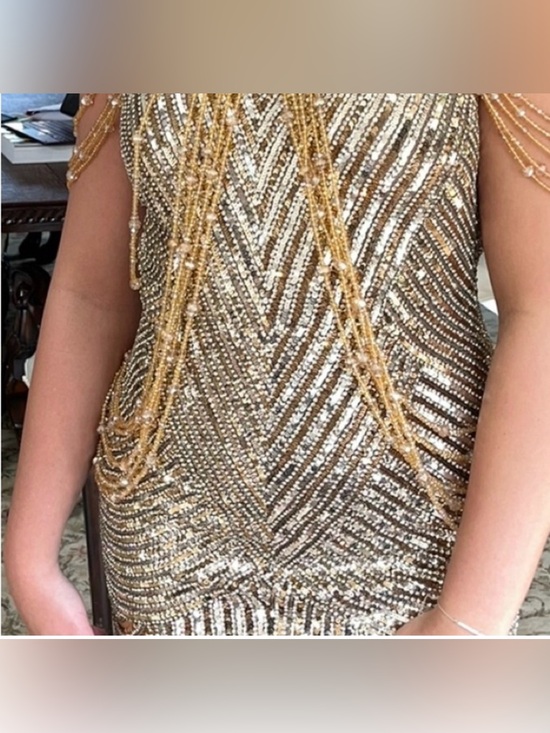 Portia and Scarlett Dresses & Skirts - Portia and Scarlett Gold Beaded Prom Dress